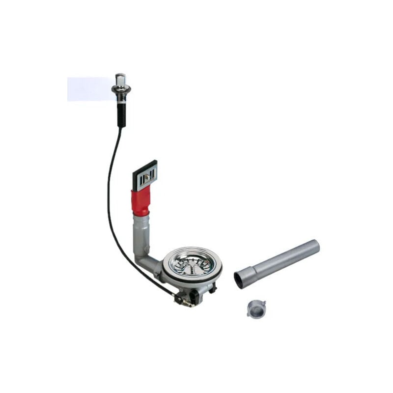 Bonde automatique d'évier, avec trop plein rectangulaire et bouton rotatif chromé