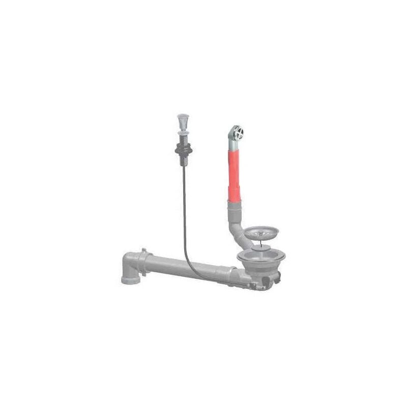 Bonde automatique d'évier diamètre 90 mm, avec tubulure gain de place et trop plein rond