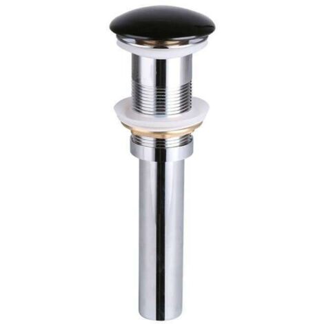 Bonde clic-clac pour vasque + cache rond en céramique noire