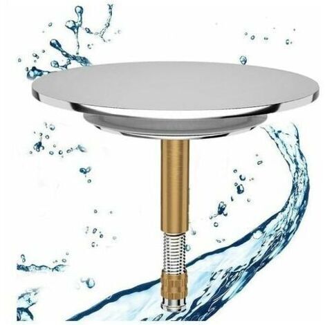 Bonde de baignoire Ø 70 mm à double joint, réglable en hauteur, universelle, compatible avec robinets d'évier, en laiton trempé chromé, antirouille.