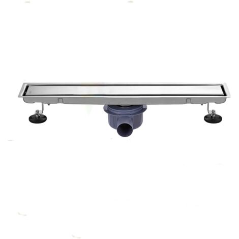 Bonde de Douche, 50cm, Siphon 360°, Siphon de Sol Anti-Odeur, Invisible, utilisable en Positif ou négatif, Double Filtration, carrelage Possible, argenté