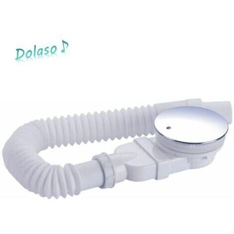 Bonde de douche 90 mm, extra plat, trou de vidange pour bac de douche, siphon avec système anti-odeurs, tamis à cheveux, couvercle chromé,blanc, (Avec tuyau)