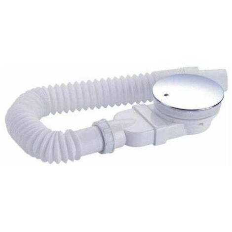 Bonde de douche 90mm, extra plat, trou d'évacuation receveur de douche, siphon avec système anti-odeur, filtre à cheveux, flexible, couvercle chromé, blanc, monobloc