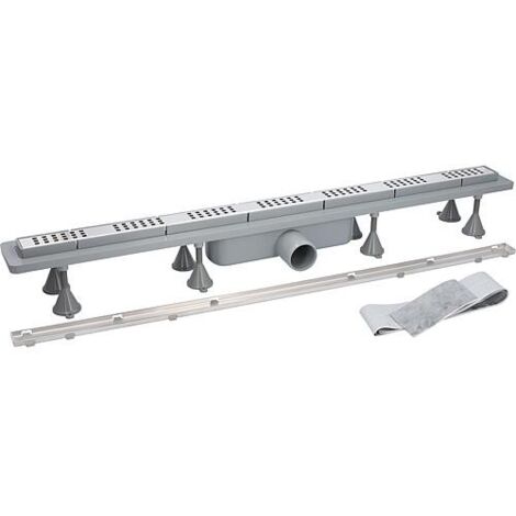Bonde de douche Basicflow, longueur 900mm, avec film d’étanchéité 1100x250mm 2x grille inclus