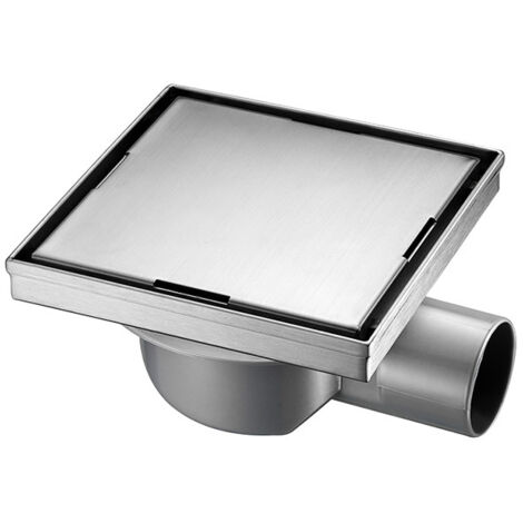 Bonde de douche carrée de 10 cm (4 pouces) en acier inoxydable avec filtre à cheveux, couleur acier inoxydable