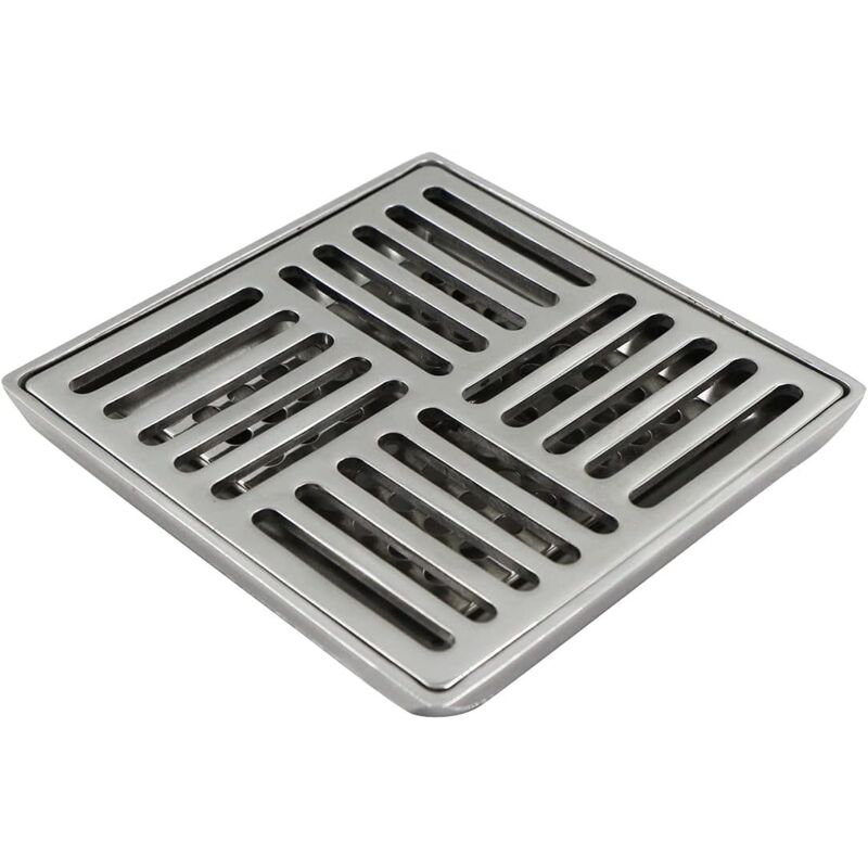 Ahlsen - Bonde de douche carrée en acier inoxydable anti-odeur pour toilettes, salles de bains, cuisines, etc. (100 x 100 mm, argenté)