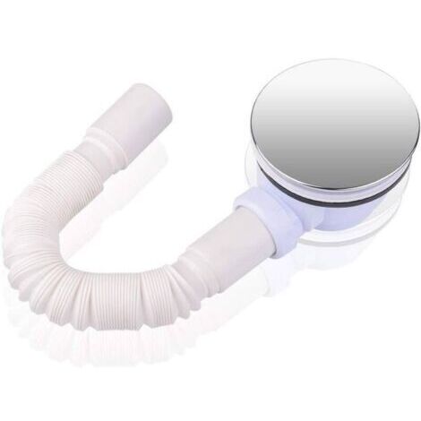 Bonde de douche de 90 mm pour receveur de douche, siphon avec système anti-odeurs, tamis à cheveux, tuyau flexible, couvercle chromé