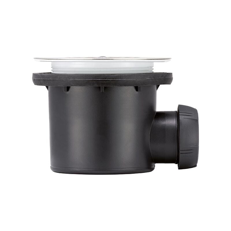 Wirquin Pro - Bonde de Douche nf Ø90 Horizontale tourbillon - Grille plate en inox brossé - Wirquin