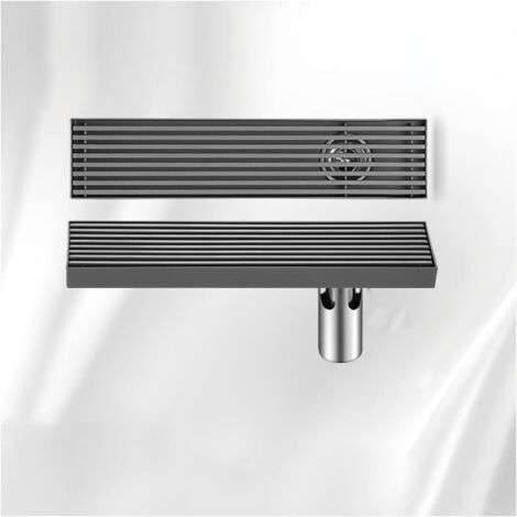 Bonde de douche rectangulaire Trywise avec grille amovible, bonde de douche linéaire avec filtre à cheveux, bonde en acier inoxydable, convient aux salles de bains et aux toilettes, grise, 6.8x70 cm.