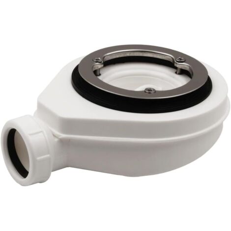 Bonde de douche - Valve vigangue our Siphon pour Receveur de Douche - Diamètre 40 mm - Anneau de fixation en acier inoxydable brillant avec fixation par 3 vis - Avec reservoir de déchets