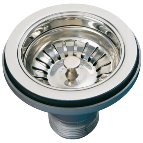 Bonde de lavabo 90 mm – Panier manuel en inox – Raccordement 1'1/2 – Épaisseur d'évier max 32 mm – Compatible éviers inox – Lira