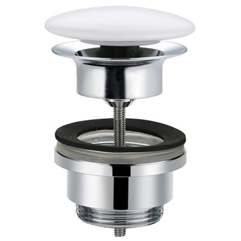 Bonde de Lavabo avec Bouchon de Vidange Pop-up pour Lavabo Blanc en Céramique et Cuivre