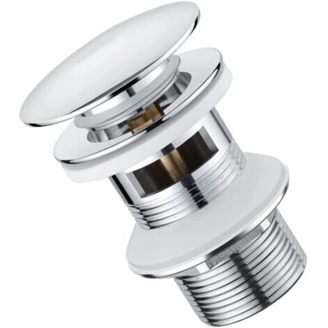 Bonde de lavabo avec trop-plein – Raccord 1 1/4' – Acier inoxydable chromé – Fonction clic-clac
