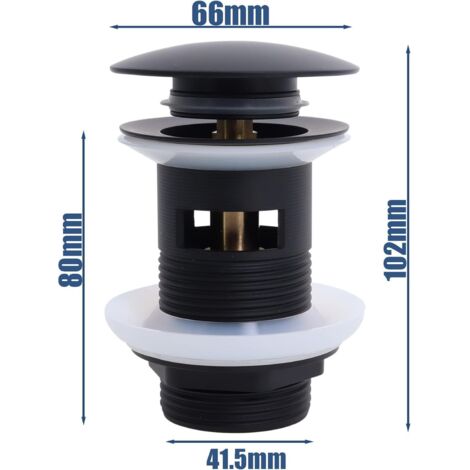 Bonde de Lavabo avec Trop-Plein, Vidage Lavabo Pop-up, Bonde de Vidage Universelle, Noir Mat