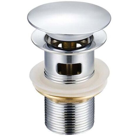 Bonde de lavabo-avec trou de trop-plein-Couvercle en acier inoxydable, corps en acier inoxydable, écrou en cuivre, mouvement en cuivre