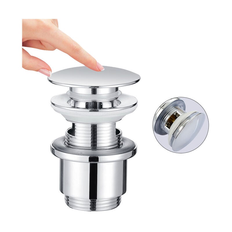Umnuou - Bonde de Lavabo Bonde Pop-up avec Trop-plein Automatique Universelle en Cuivre Chromé Grande Evacuation