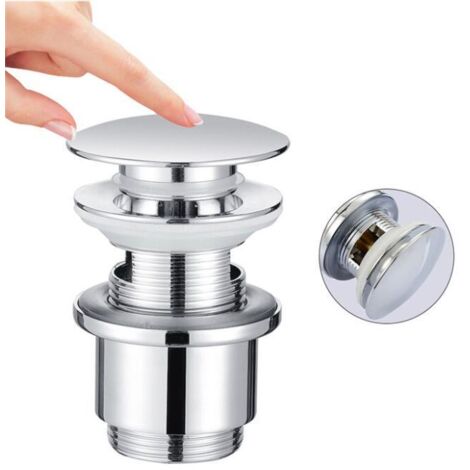 Bonde de Lavabo Bonde Pop-up avec Trop-plein Automatique Universelle en Cuivre Chromé Grande Evacuation