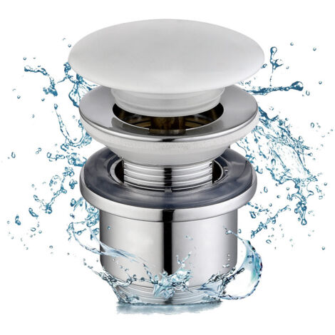 Bonde de Lavabo Chromé Bonde Pop-up avec Trop-plein Automatique Vidage Universelle en Laiton Grande Evacuation