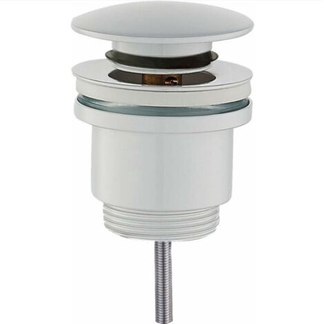 Bonde de lavabo clic-clac ronde 1 '1/4 G – Laiton blanc mat – Système de fermeture à déclic – Compatible éviers et bidets standard – Tecom