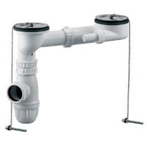 Bonde de lavabo con rebosadero + sifón Nf - Rousseau