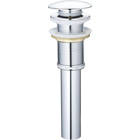 Bonde de lavabo de salle de bain sans trop-plein pour grande ouverture de 4,4 cm seulement - Bonde escamotable, chrome, Y1618W-CH