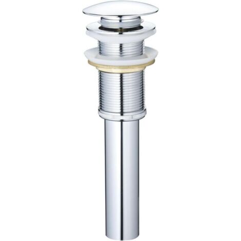Bonde de lavabo de salle de bain sans trop-plein pour grande ouverture de 4,4 cm seulement - Bonde escamotable, chrome, Y1618W-CH