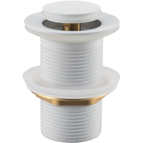 Bonde de lavabo en laiton Click-Clack modèle B universelle pour lavabo 1/4 de pouce sans trop-plein blanche