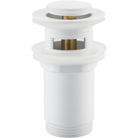 Bonde de lavabo en laiton Click-Clack modèle E universelle pour lavabo 1/4 de pouce avec trop-plein blanche