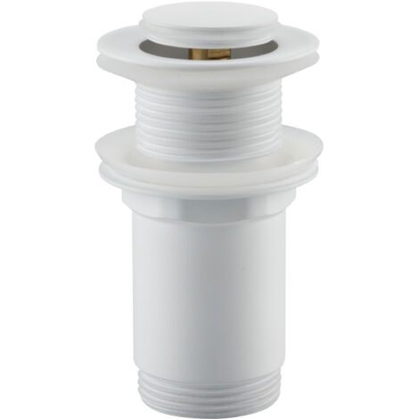 Bonde de lavabo en laiton Click-Clack modèle E universelle pour lavabo 1/4 de pouce sans trop-plein blanche