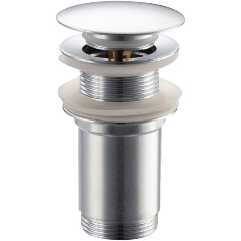 Bonde de lavabo en laiton Click-Clack modèle K LONG universelle pour lavabo 1/4 de pouce sans trop-plein chromée