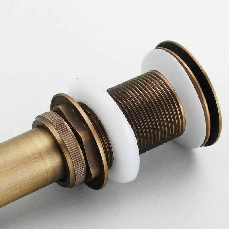 Lling - Bonde de lavabo et évier et accessoires, bonde d'évier pop-up rétro sans trop-plein en laiton bronzé, bonde d'évier universelle, siphon