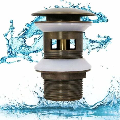 Bonde de lavabo, grande bonde chromée à clapet, bonde automatique avec trop-plein, bouchon à ressort en cuivre, lavabo de salle de bain, lavabo (style ancien)