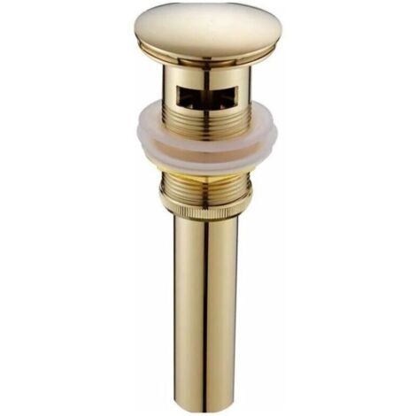 Bonde de lavabo moderne et rétro, bonde clic-clac avec trop-plein, bonde de lavabo universelle en laiton doré, siphon de lavabo avec trou de trop-plein, polie - avec trop-plein