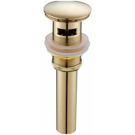 Bonde de lavabo moderne et rétro, bonde clic-clac avec trop-plein, bonde de lavabo universelle en laiton doré, siphon de lavabo avec trou de trop-plein, polie - avec trop-plein