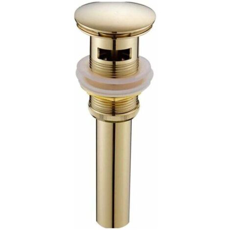 Bonde de lavabo  moderne et rétro, bonde clic-clac avec trop-plein, bonde universelle en laiton doré, siphon de lavabo avec orifice de trop-plein, finition polie - avec trop-plein