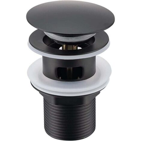 Bonde de Lavabo Noir avec Trop-Plein, Bonde de Lavabo Pop Up Noir Universelle, Bonde de Vidage avec Trop-Plein, Bonde de Vidange avec Trop-Plein, Bonde Pop Up Automatique pour Vasque a Poser, Bluedeer