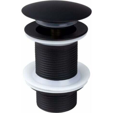 Bonde de Lavabo Noir Sans Trop Plein, Bonde de Lavabo Pop Up Noir Universelle, Bonde de Vidage Sans Trop Plein, Bonde de Vidange Sans Trop Plein, Bonde Pop Up Automatique pour Vasque a Poser--