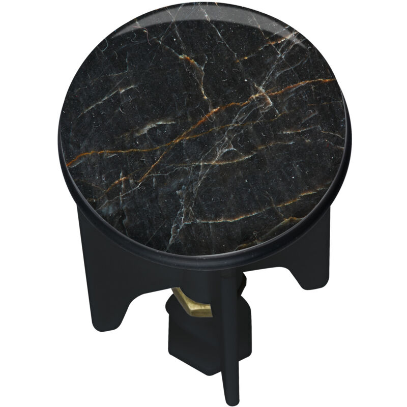 Bouchon d'évier Pluggy®, Bonde de lavabo, Marble, Laiton noir, ø 3,9 x 6,5 cm, Noir effet marbre - Wenko