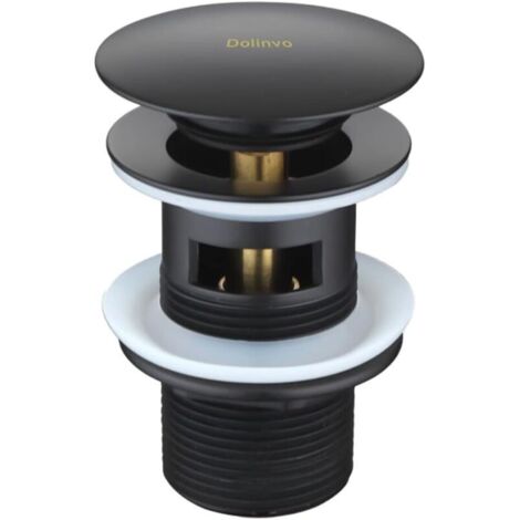 Bonde de Lavabo Pop up avec Trop-Plein Bonde de Vidage Automatique Universelle pour Vasque Salle de Bain Bouchon Lavabo Click Clack G1 1/4" en Laiton Système de Vidage Ronde Cuivre Noir Mat