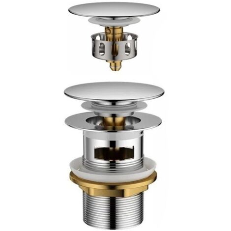 Bonde de Lavabo Pop-Up avec Trop Plein Valve Clic-Clac Universelle 1 1/4'" pour Robinet et Lavabo – Bouchon Chrome Durable, M20502