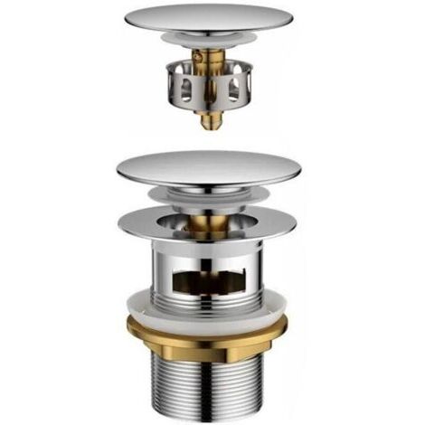 Bonde de Lavabo Pop-Up avec Trop Plein Valve Clic-Clac Universelle 1 1/4" pour Robinet et Lavabo – Bouchon Chrome Durable, M20502