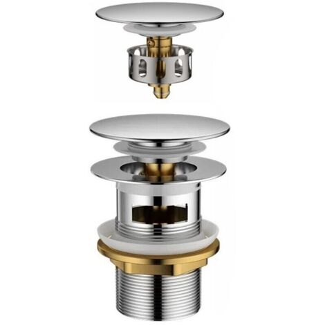 Bonde de Lavabo Pop-Up avec Trop Plein Valve Clic-Clac Universelle 1 1/4" pour Robinet et Lavabo – Bouchon Chrome Durable, M20502