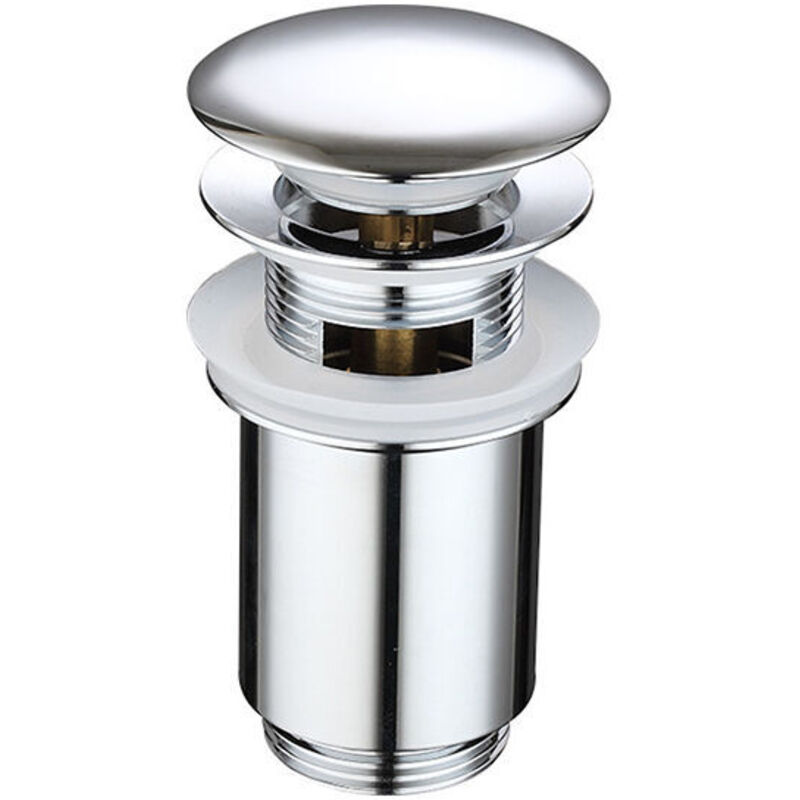 Bonde de Lavabo Pop Up en Laiton, Système de Vidage Salle de Bain avec Trop-plein, argent,11.56.6cm