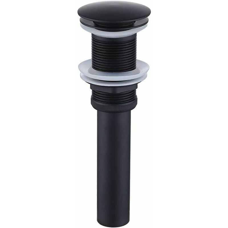 Bonde de Lavabo sans Trop Plein Salle de Bain Pop up Bonde de Vidage Universal Laiton Noir