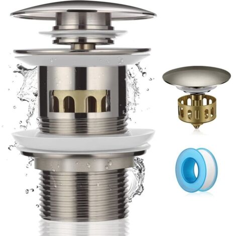 Bonde de Lavabo Universel Bonde Lavabo Filtre De Vidange Bonde Sans Trop Plein Bonde Vasque a Poser Chromé Sans Trop Plein Lavabo Salle de Bain