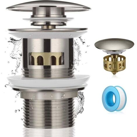 Bonde de Lavabo Universel Bonde Lavabo Filtre De Vidange Bonde Sans Trop Plein Bonde Vasque a Poser Chromé Sans Trop Plein Lavabo Salle de Bain