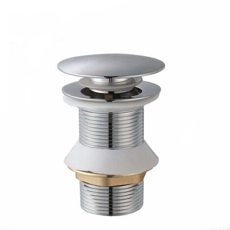 Bonde de Lavabo,  Universel Bonde Pop-up sans Trop-plein Bonde de Vidage Automatique avec Bouchon de Vidange sans Clapet Push Open en Inox Chromée pour Lavabo Salle de Bain,