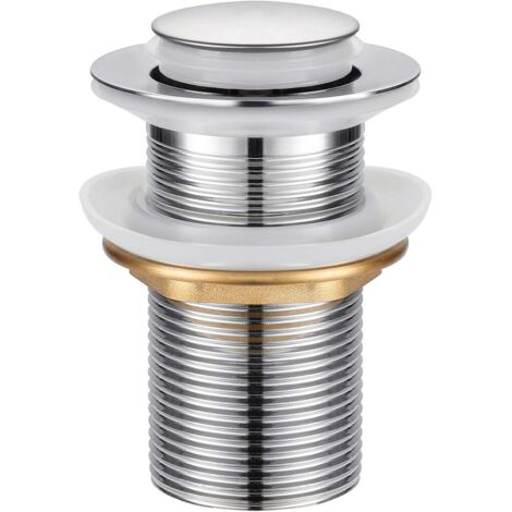 Bonde de Lavabo, Universel Bonde Pop-up sans Trop-plein Bonde de Vidage Automatique avec Bouchon de Vidange sans Tirette à Clapet Push Open en Inox