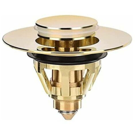 Bonde de lavabo universel - Bouchon de valve - évier - Passoire en laiton anti-obstruction - Bouchon d'évier - Bonde d'évier (doré)