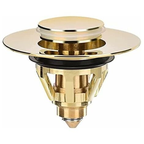 Bonde de lavabo universel - Bouchon de valve - évier - Passoire en laiton anti-obstruction - Bouchon d'évier - Bonde d'évier (doré)